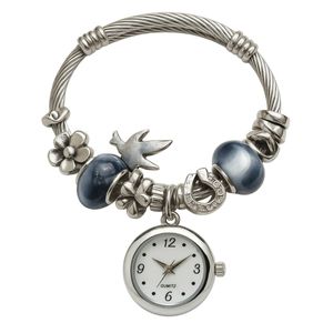 ساعت مچی عقربه‌ای کوارتز زنانه مدل لوکس مینیمال بند النگویی آویز دار کد ۳