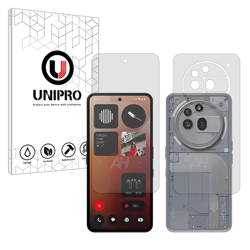 محافظ صفحه نمایش مات یونی پرو مدل Explosion Proof  مناسب برای گوشی موبایل ناتینگ  Phone 3a Pro به همراه محافظ پشت گوشی 