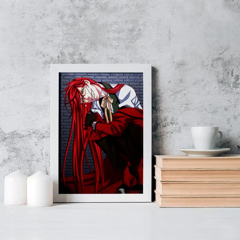 تابلو خندالو مدل گریل انیمه خادم سیاه کد 16328