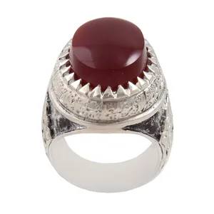 انگشتر نقره مردانه بازرگانی میلادی مدل سنگ عقیق یمنی کد AM_1855