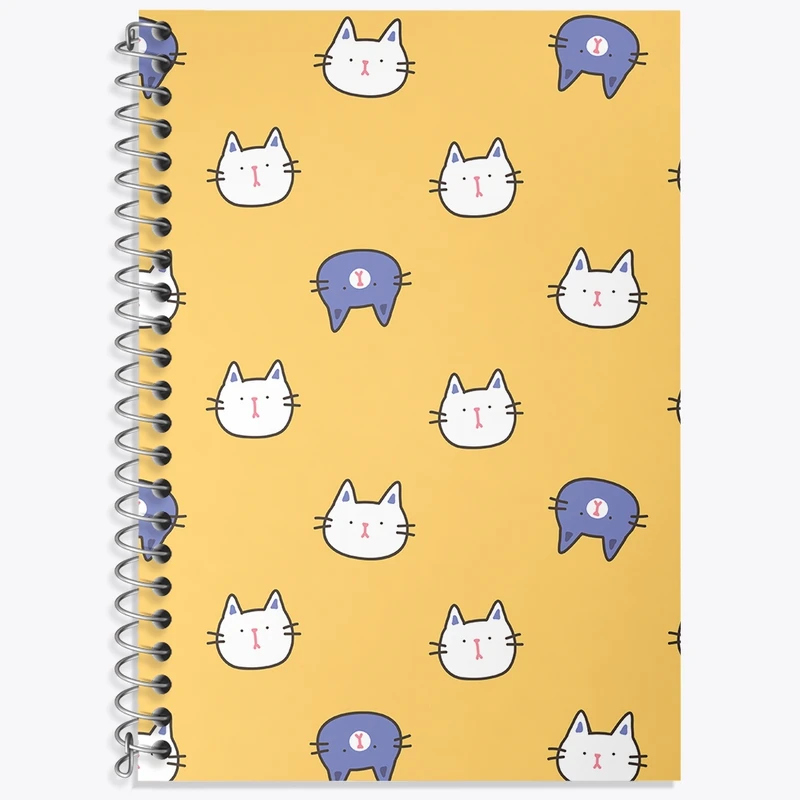 دفتر زبان 50 برگ خندالو مدل دو خط طرح گربه (Cat) کد N1298