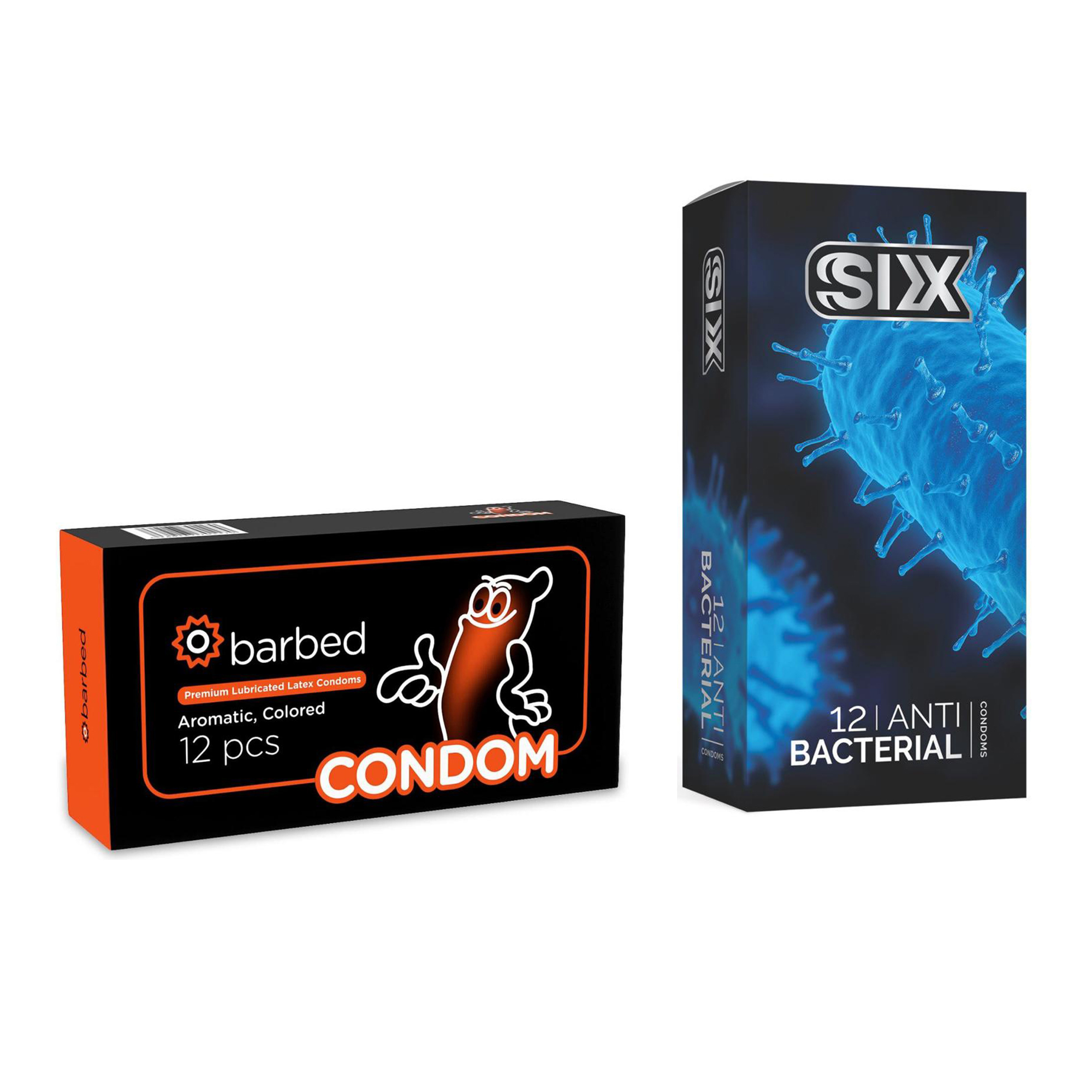 کاندوم سیکس مدل Anti Bacterial بسته 12 عددی به همراه کاندوم کاندوم مدل Barbed بسته 12 عددی