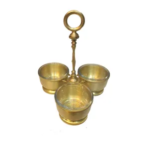 شکلات خوری برنجی طرح سه خانه