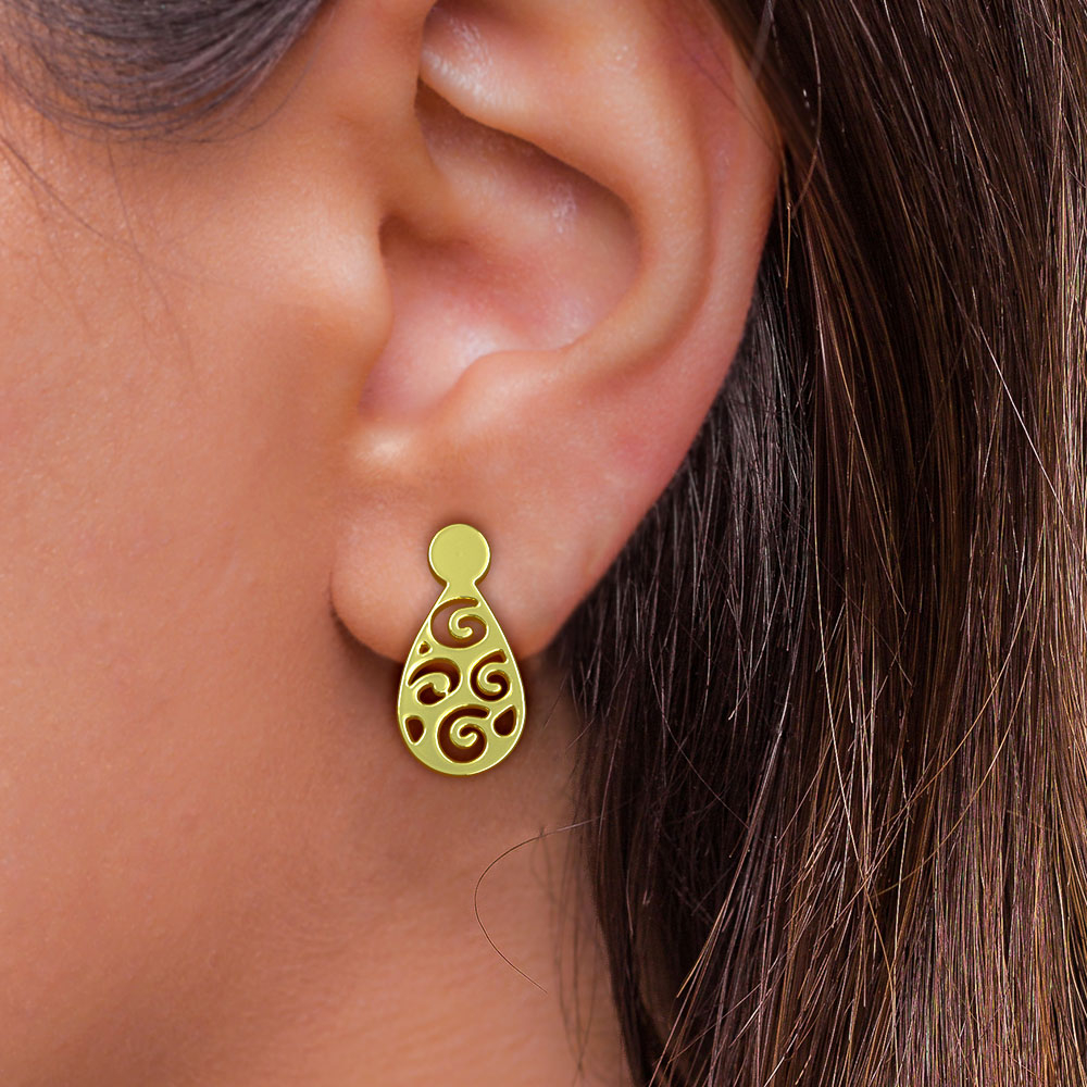 گوشواره طلا 18 عیار زنانه مدوپد مدل هندسی کد GA1-14297