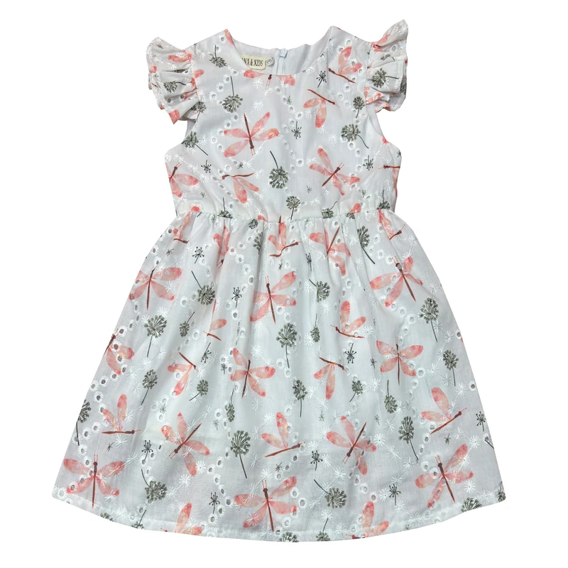 پیراهن بدون آستین یقه گرد دخترانه مدل خامه دوزی پروانه