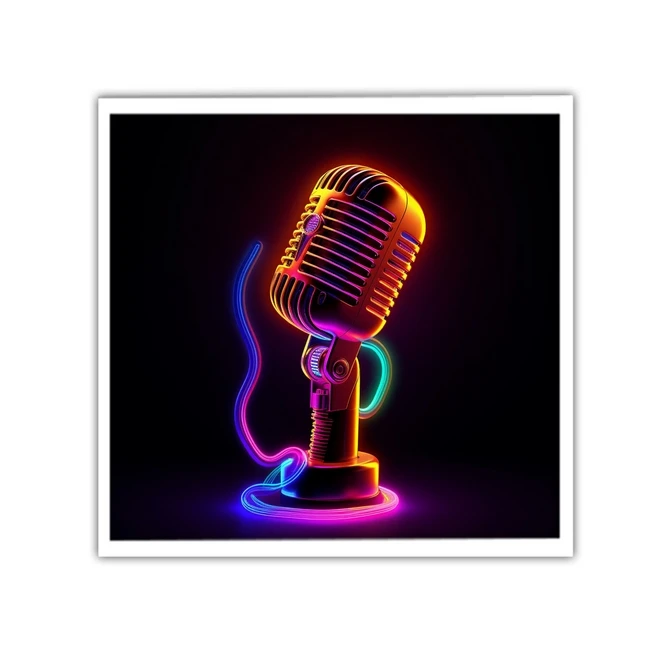 تابلو نوری بکلیت طرح هنر موسیقی و میکروفون مدل W-MID-18653