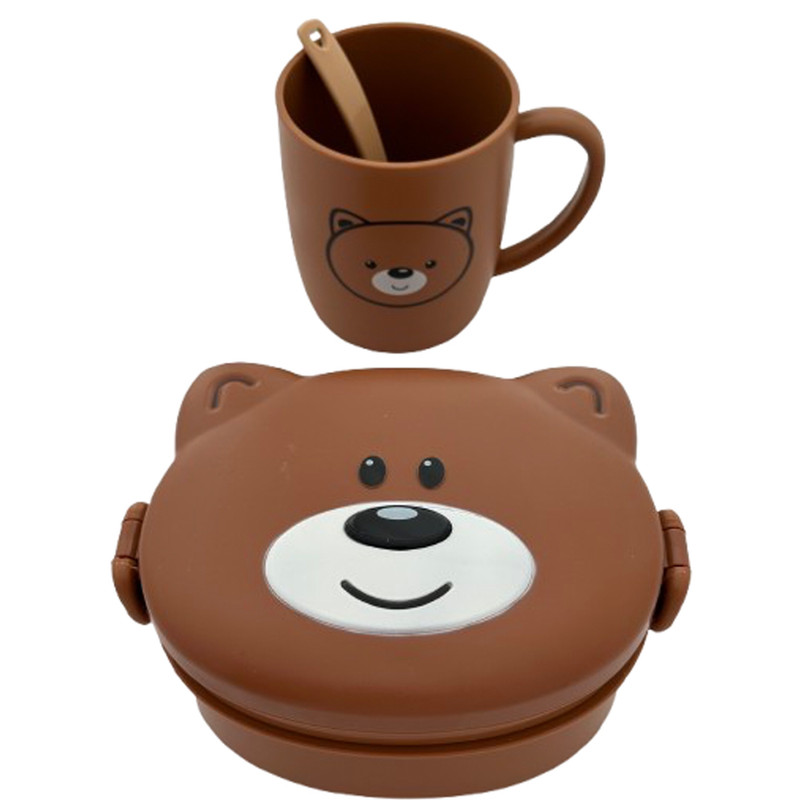 ست ظرف غذای کودک مدل خرسی کد 008 مجموعه 2 عددی