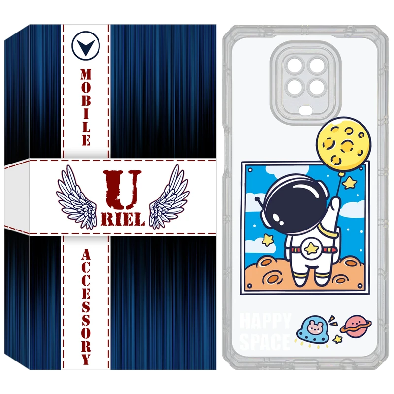 کاور یوریل مدل Clear کد 7 طرح فضانورد مناسب برای گوشی موبایل شیائومی Redmi Note 9S / Note 9 Pro / Note 9 Pro Max