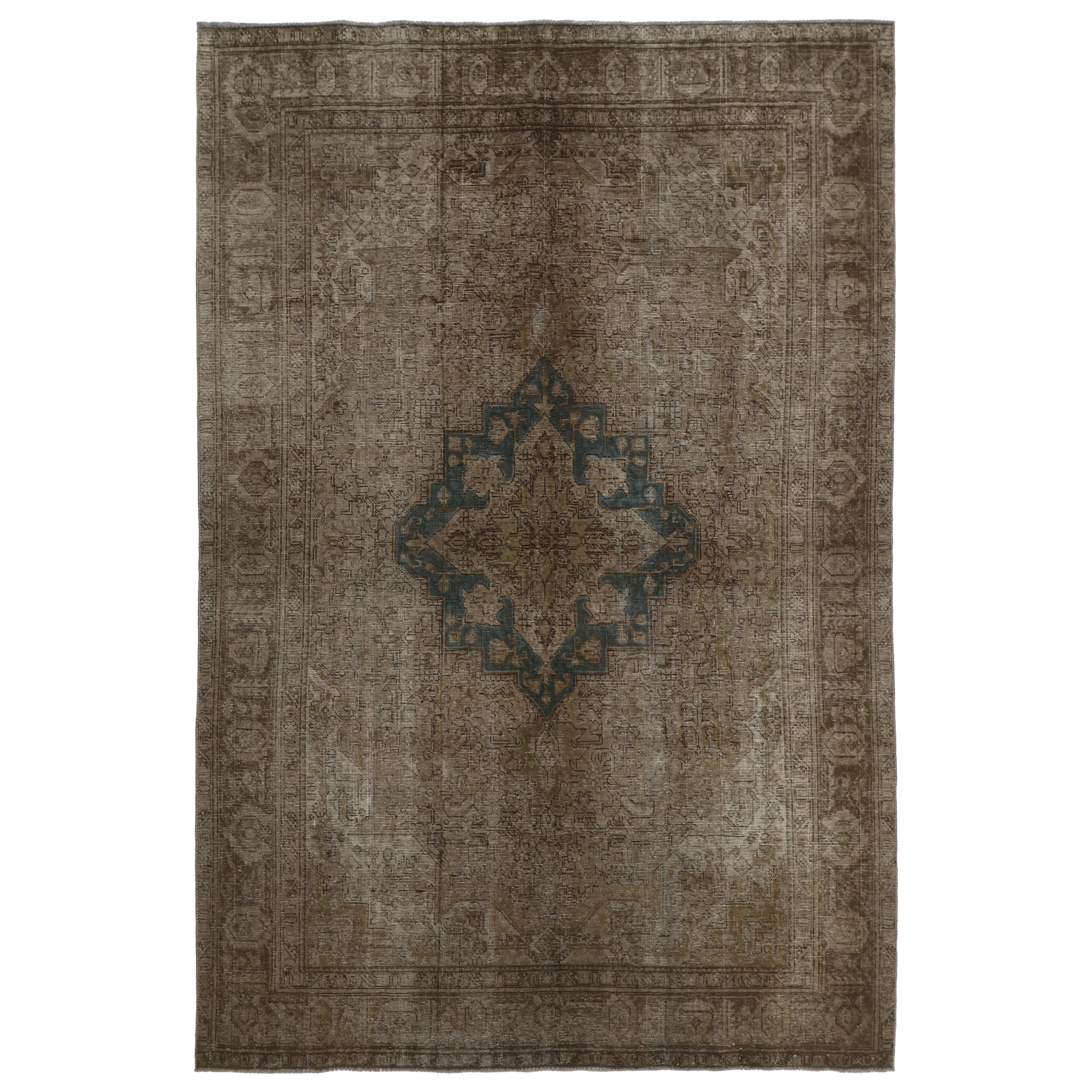 فرش دستبافت رنگ شده شش متری طرح وینتیج کد 535678