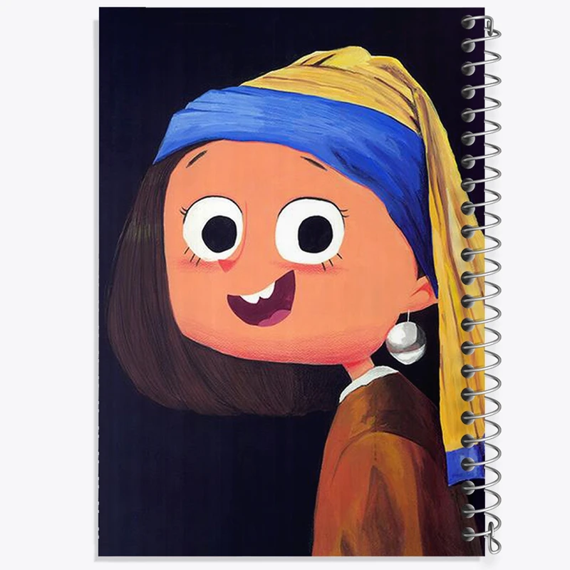 دفتر مشق 50 برگ خندالو طرح دختری با گوشواره مروارید کد F1654