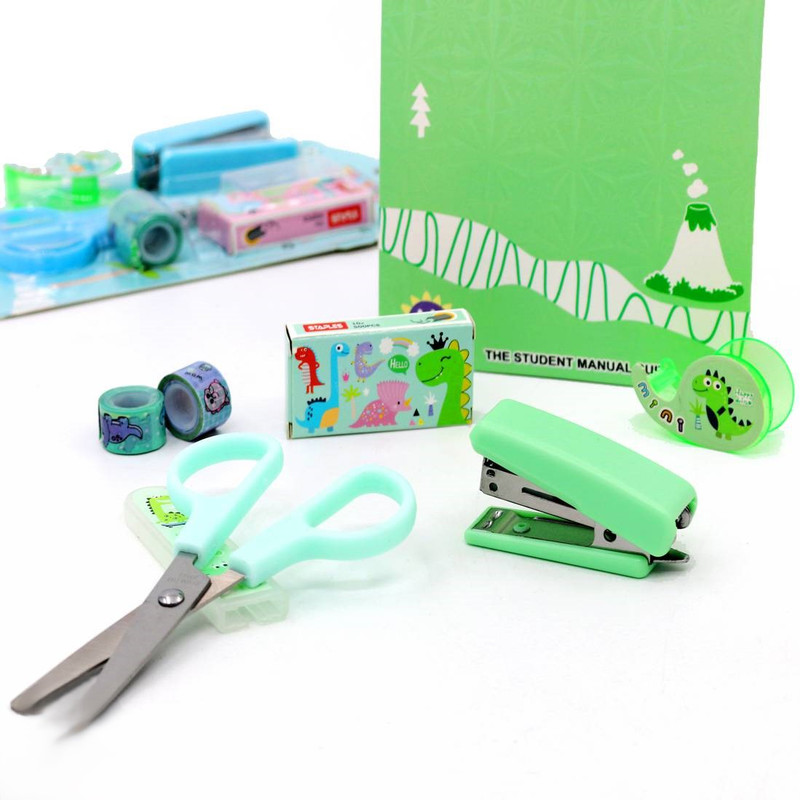 بسته لوازم تحریر مدل ست تحریر منگنه و قیچی مجموعه 6 عددی