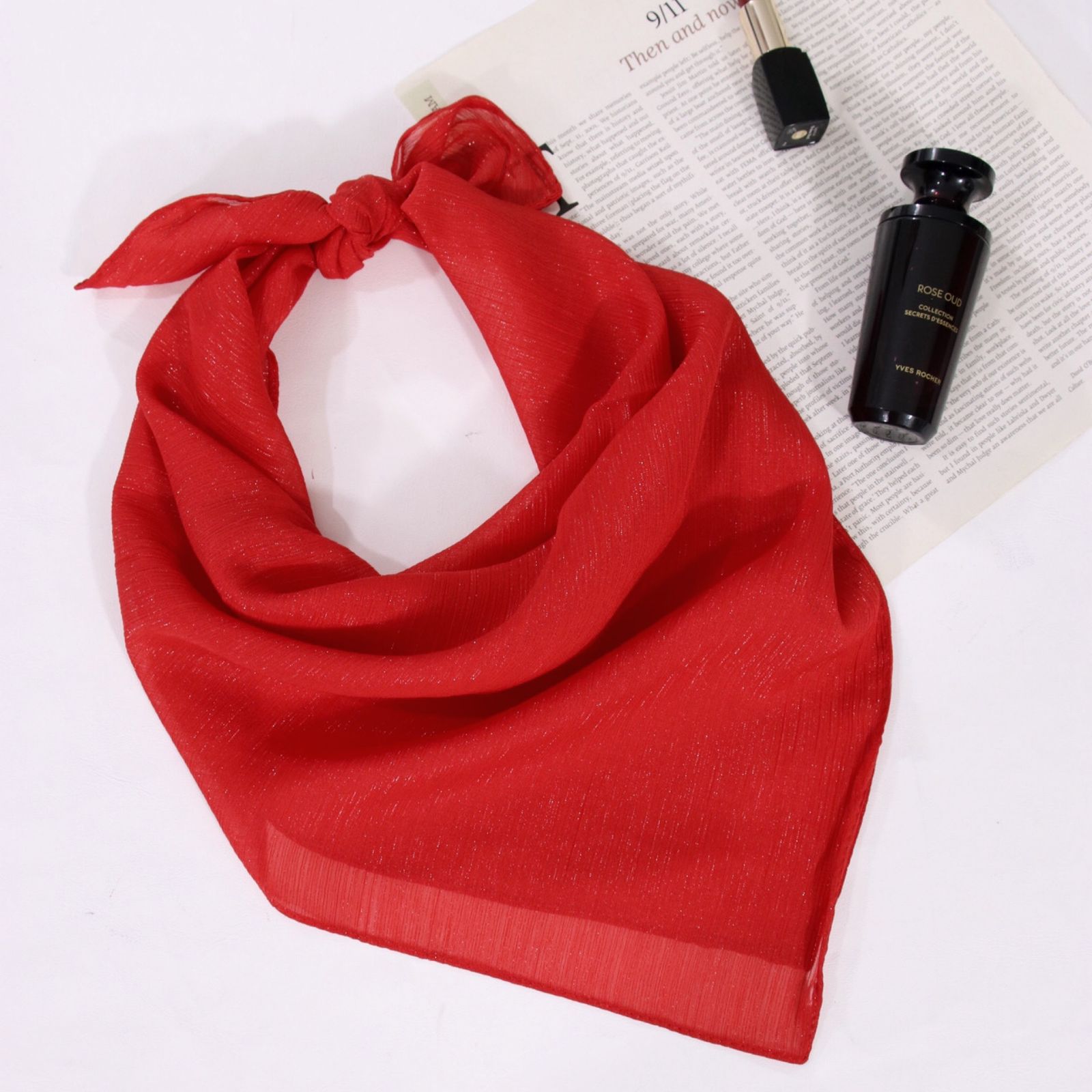 دستمال سر و گردن زنانه مدل مینی حریر لمه دار ساده کد ana-2417 -  - 7