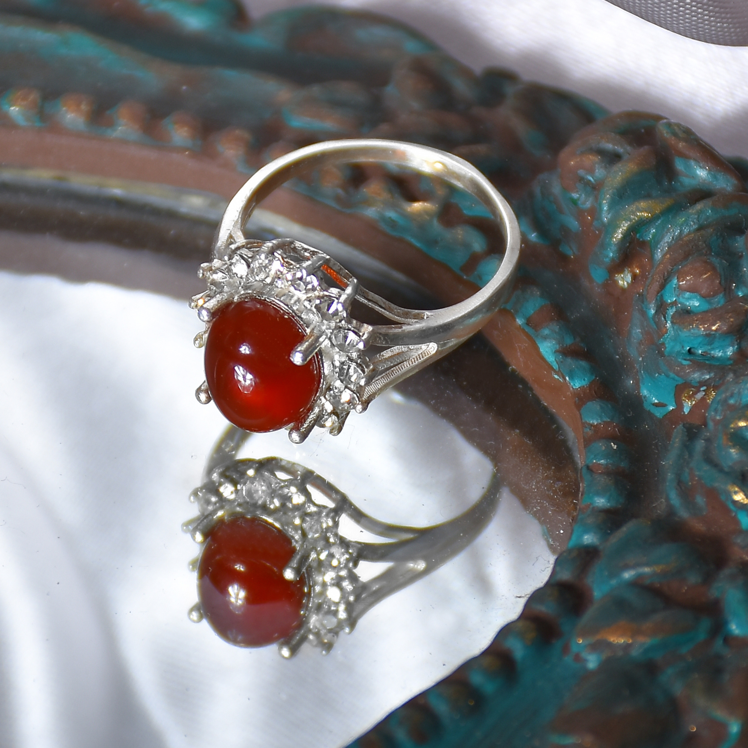 انگشتر نقره زنانه نقره جات لطفی مدل عقیق کد ANSH03