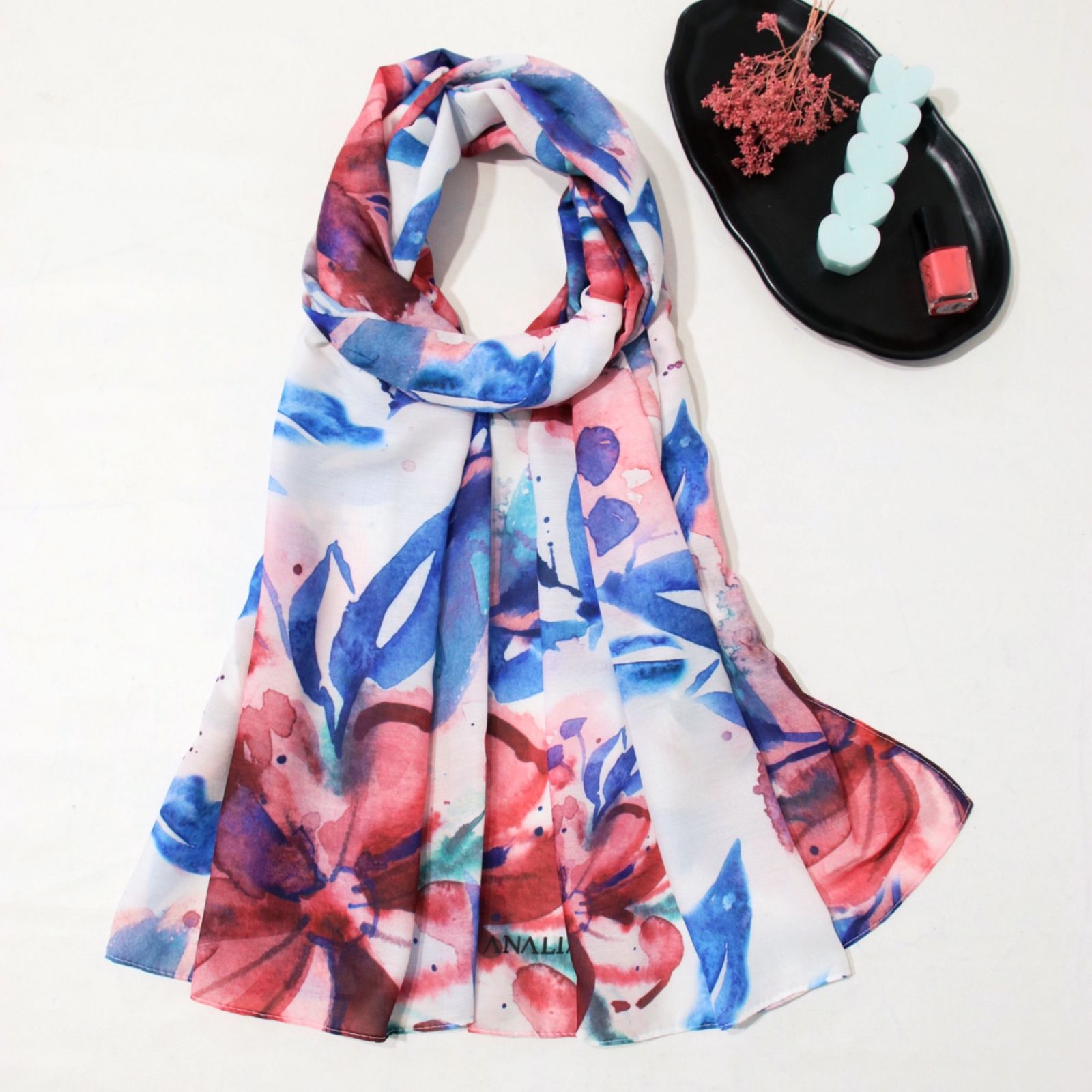 شال زنانه مدل نخی مزونی طرح بهار کد 2355 - - 3