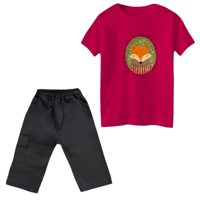 ست تی‌شرت و شلوارک پسرانه مدل روباه