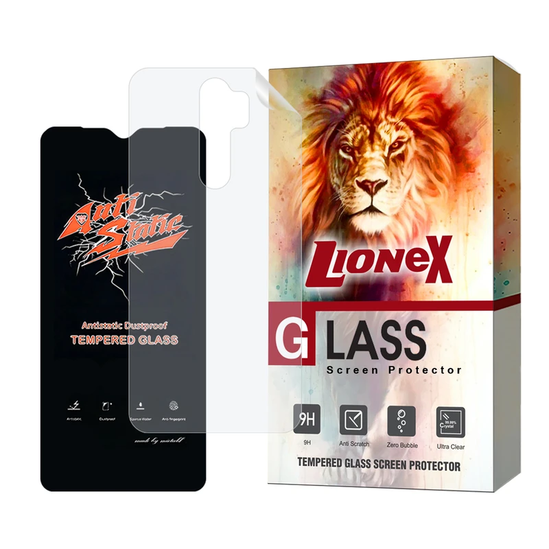 محافظ صفحه نمایش آنتی استاتیک لایونکس مدل ANTNABKLI  مناسب برای گوشی موبایل شیائومی Redmi Note 8 Pro به همراه محافظ پشت گوشی