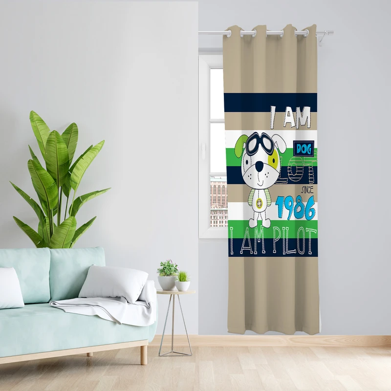 پرده طرح کودک مدل مخمل پانچی کد L 1048 Z سایز 140x200 سانتی متر