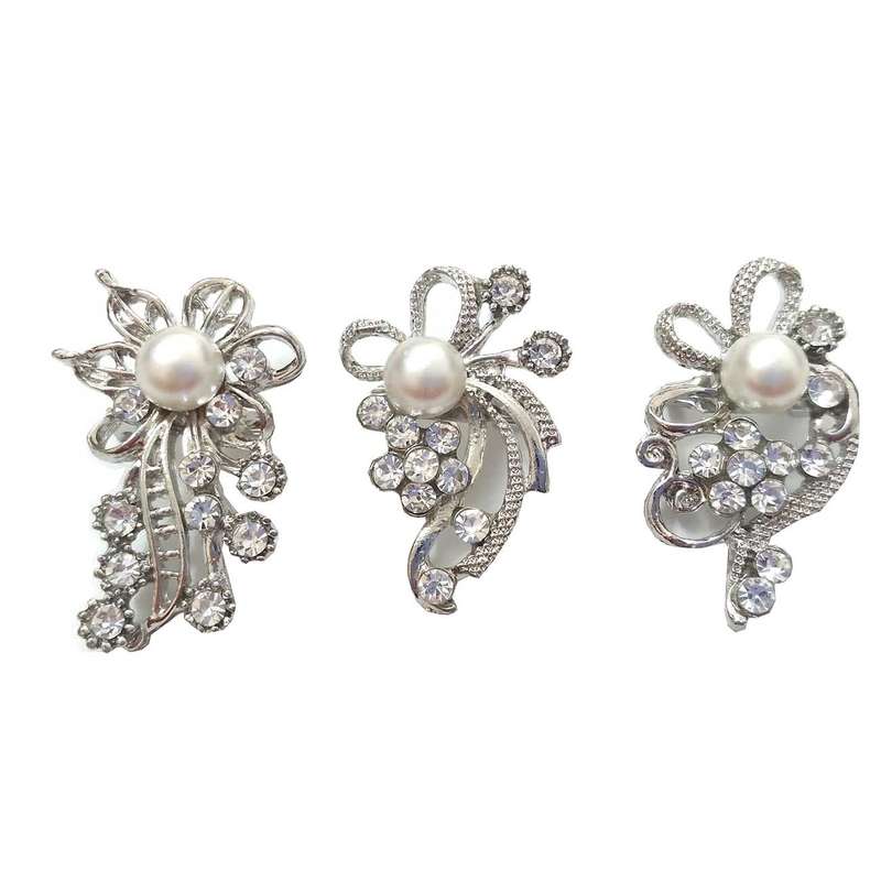 سنجاق سینه زنانه مدل مرواریدی مجموعه 3 عددی