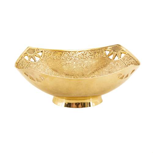 میوه خوری قلمزنی برنجی مدل نیم پایه وارداتی طرح درانیکا کد 5878