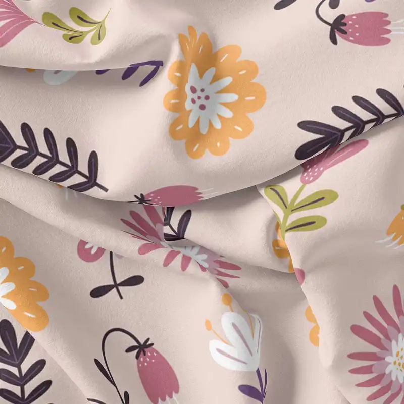 پارچه ملحفه پارچه باما مدل مخمل طرح باغ گل 5011617