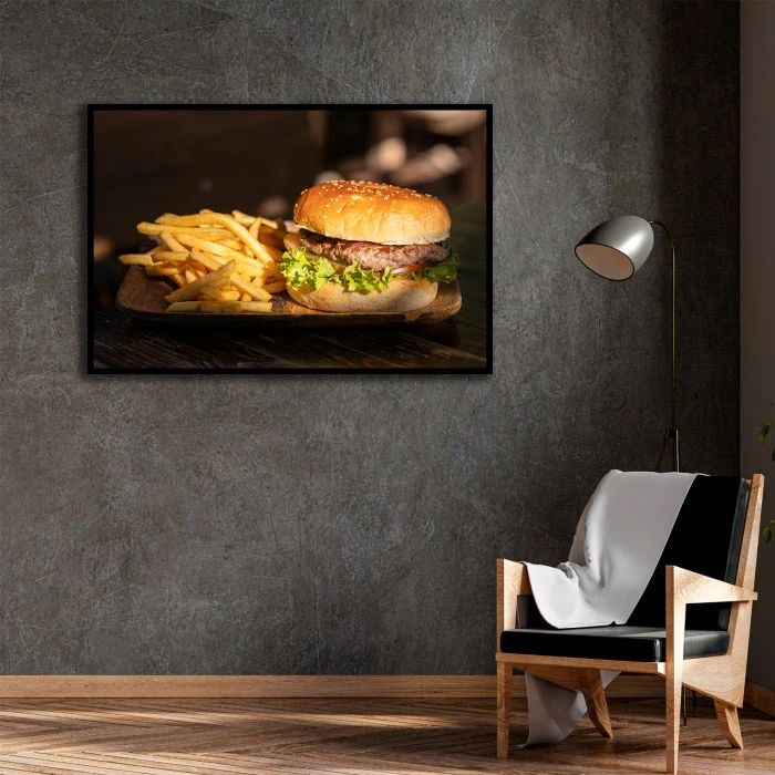 تابلو بکلیت طرح برگر مدل B-D2231 فریم مشکی