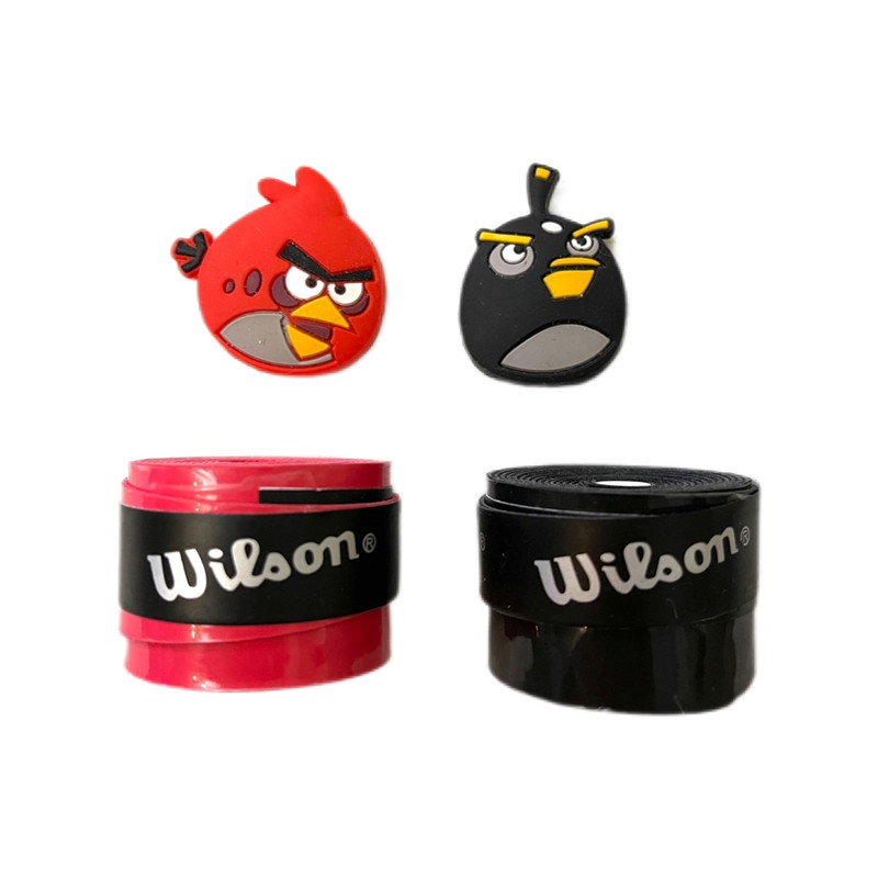اور گریپ و  ضربه گیر راکت تنیس ویلسون مدل COMFORT PRO ANGRY BIRDS04 بسته 4 عددي