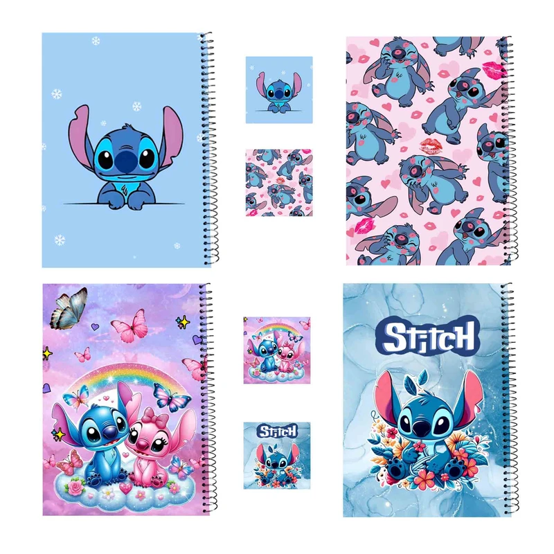 دفتر مشق 100 برگ طرح لیلو و استیچ کدa1 به همراه برچسب مجموعه 8 عددی