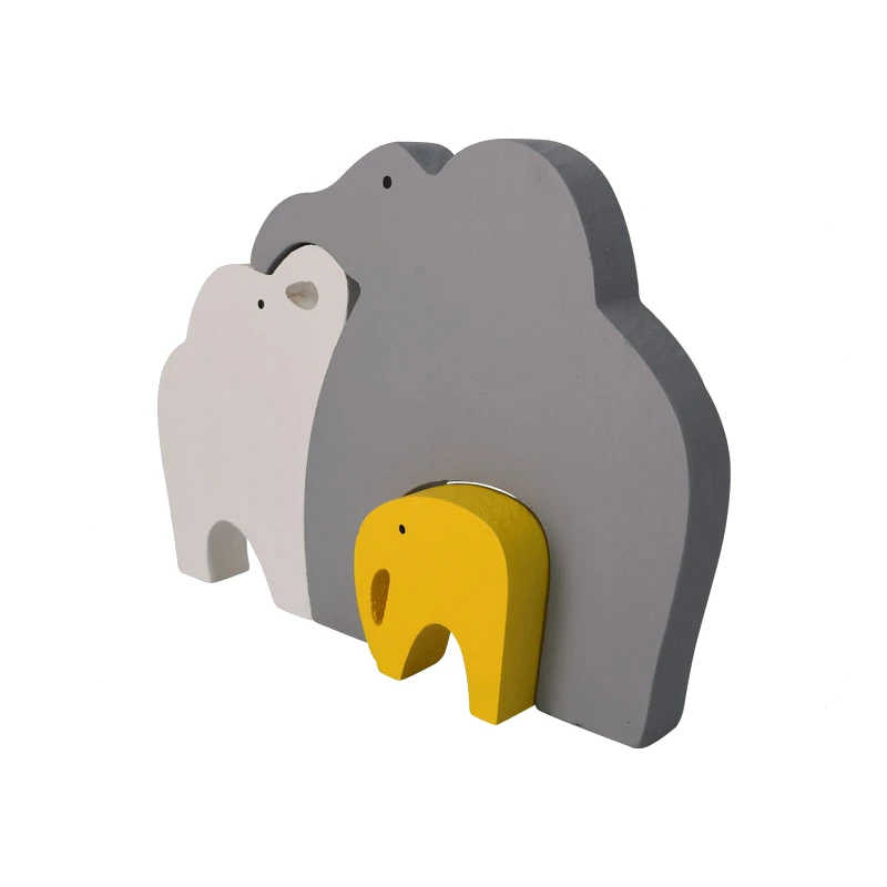 اسباب بازی چوبی طرح پازل فیل خانواده مدل MKT03-A