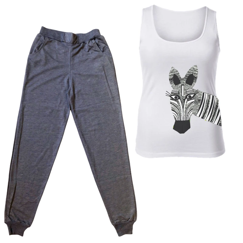 ست تاپ و شلوار زنانه طرح گور خر مدل 560