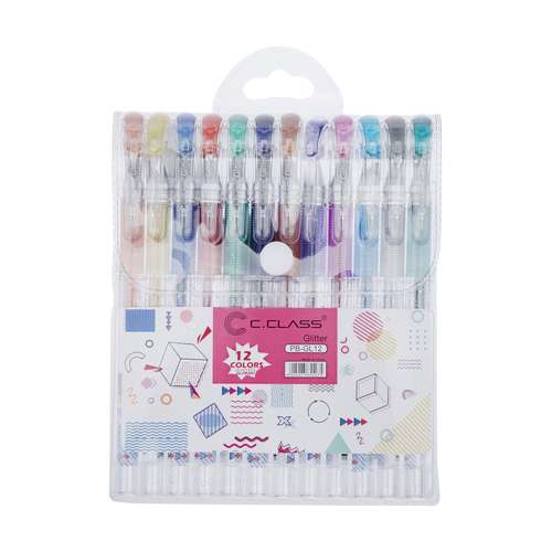 روان نویس سی.کلاس مدل ژل glitter بسته 12 عددی 