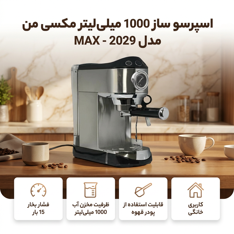 اسپرسو ساز 1000 میلی‌لیتر مکسی من مدل MAX - 2029
