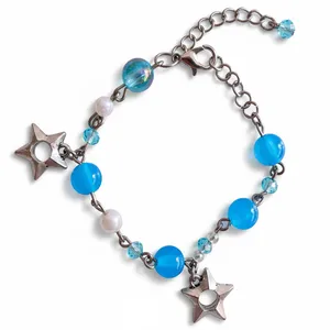 دستبند دخترانه مدل مهره ای طرح آویز ستاره 