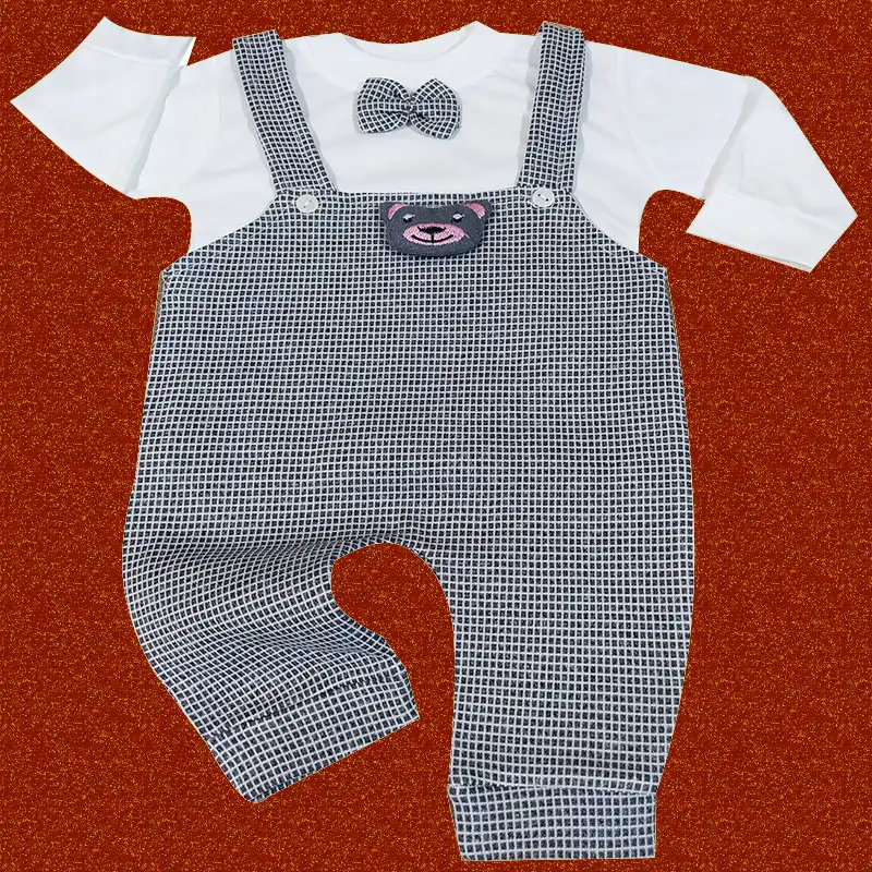 ست تیشرت و سرهمی نوزادی مدل چارخونه