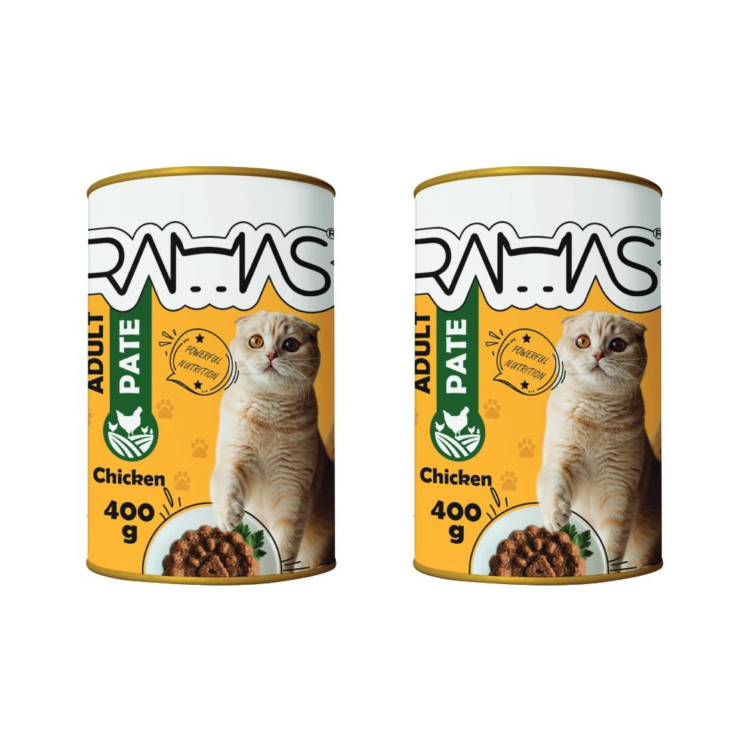 کنسرو غذای گربه راماس مدل مرغ وزن 400 گرم بسته دو عددی