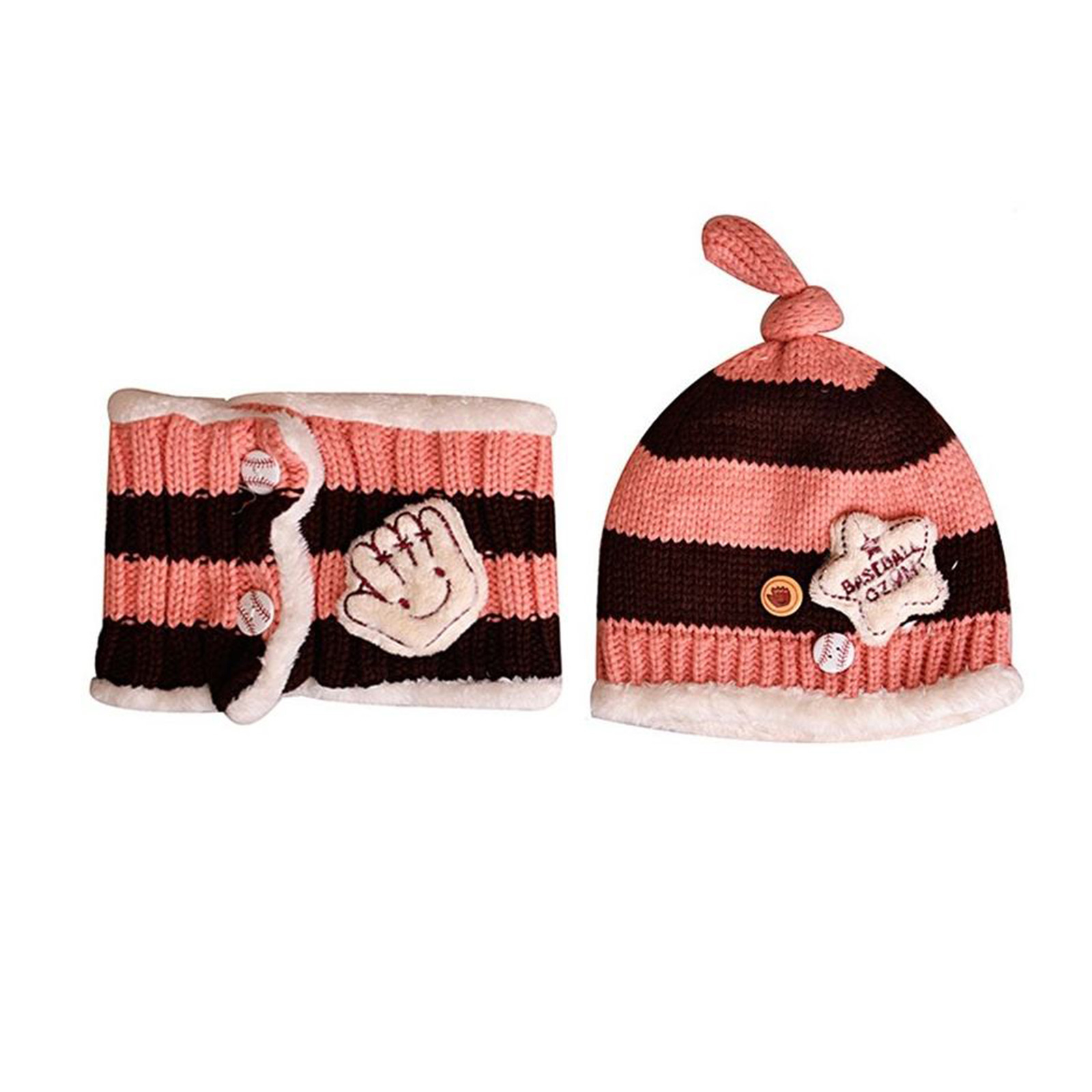 ست کلاه و شال گردن بافتنی نوزادی مدل balon-2