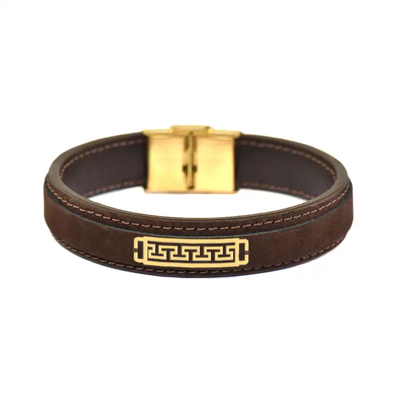 دستبند طلا 18 عیار مردانه فرشته طرح اسلیمی کد UBCHL0002-0020