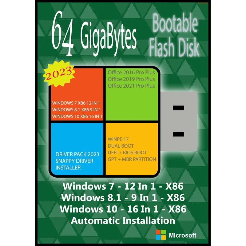سیستم عامل Windows 7 8.1 10 AIO 37in3 X86 2023 - Deriver Pack 2023 - Office 16-19-21 نشر مایکروسافت
