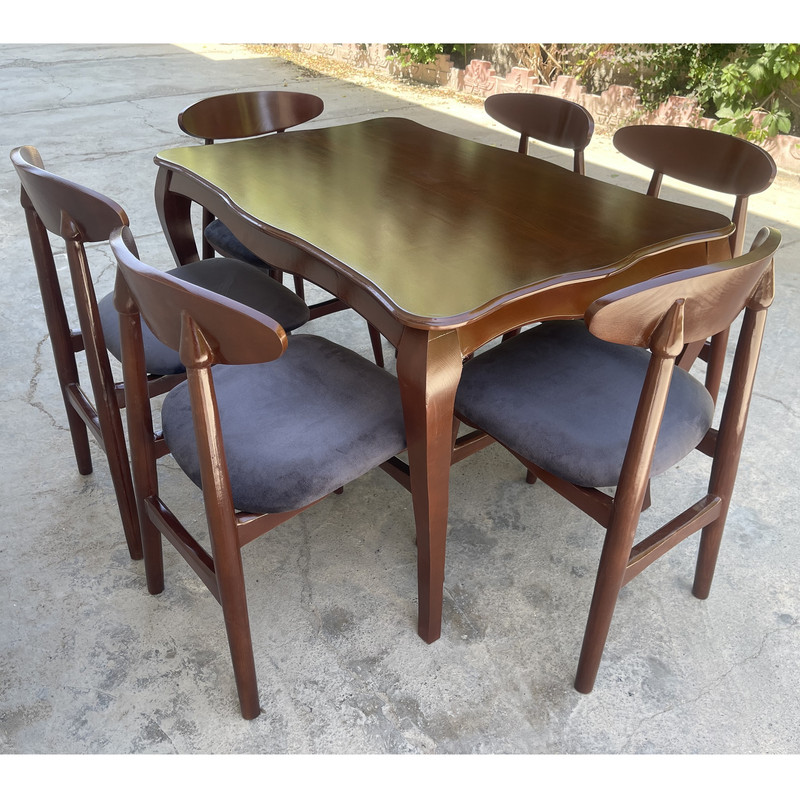 میز و صندلی ناهارخوری 6 نفره گالری چوب آشنایی مدل Gh-Van-Mah6