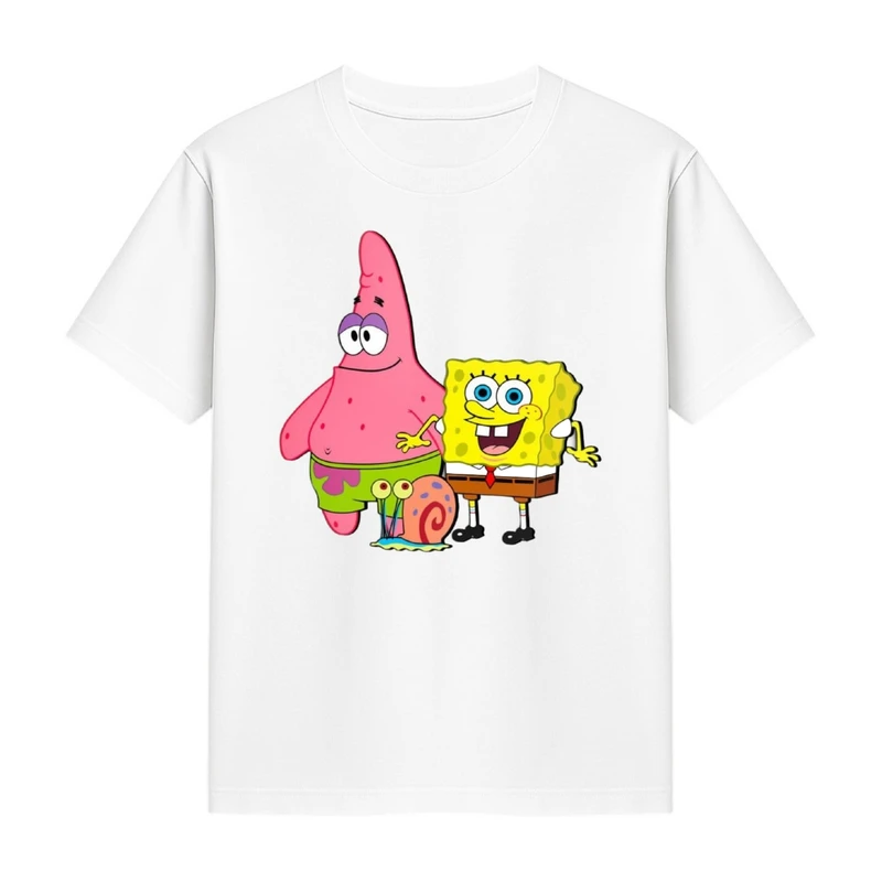 تی‌شرت آستین کوتاه دخترانه مدل باب اسفنجی و پاتریک کد p2 