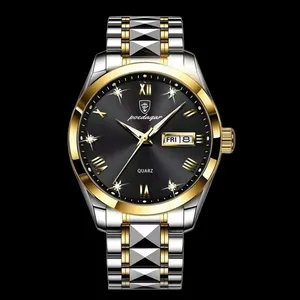 ساعت مچی عقربه‌ای کوارتز مردانه پوداگار مدل الماسی تک موتور دو تقویمه کد 17