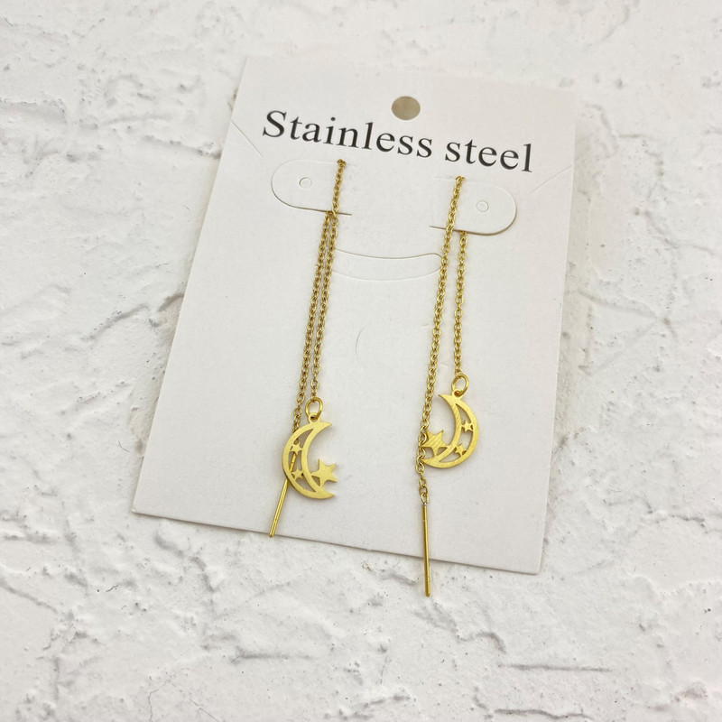 گوشواره زنانه مدل بخیه ماه و ستاره کد E4753