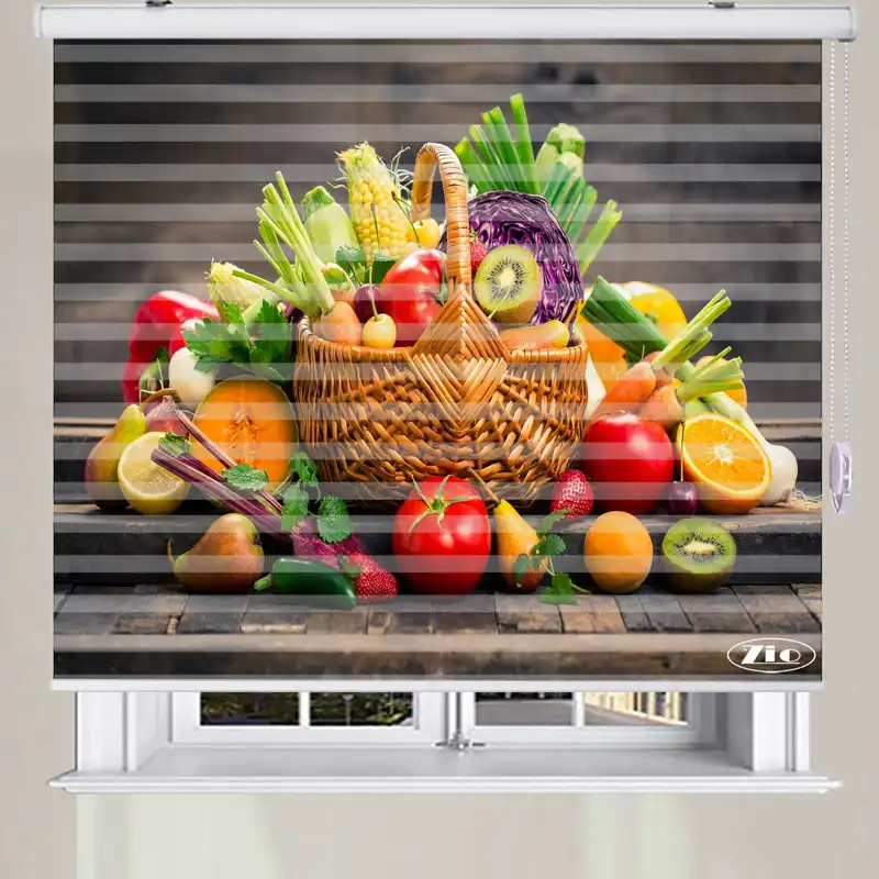 پرده زبرا زیو مدل سبزیجات سایز 150x150 سانتی متر