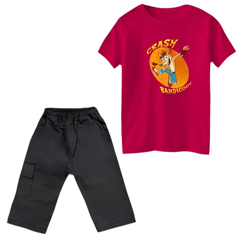 ست تی‌شرت و شلوارک پسرانه مدل کراش کد 3