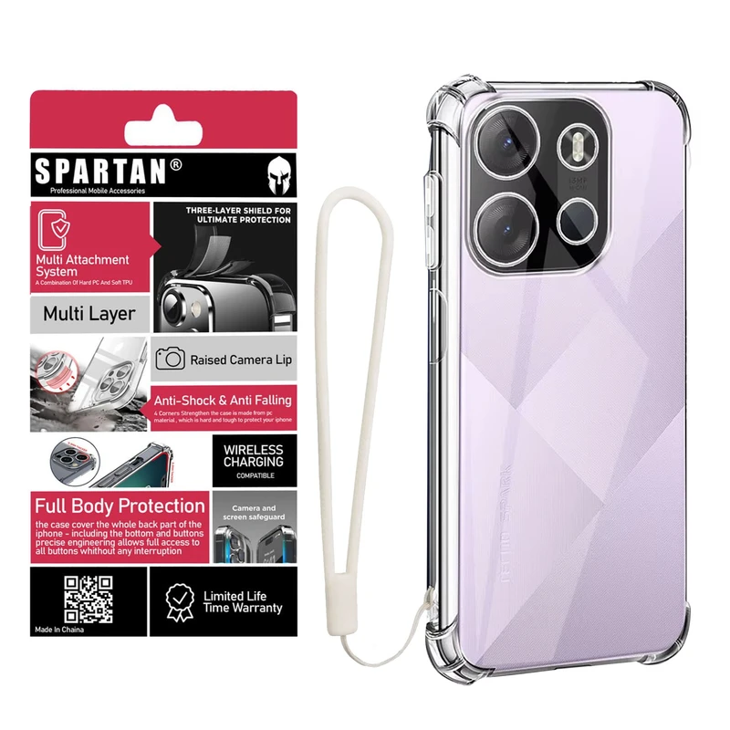 کاور اسپارتان مدل Airbag Strap مناسب برای گوشی موبایل تکنو Spark Go 2023 به همراه بندآویز