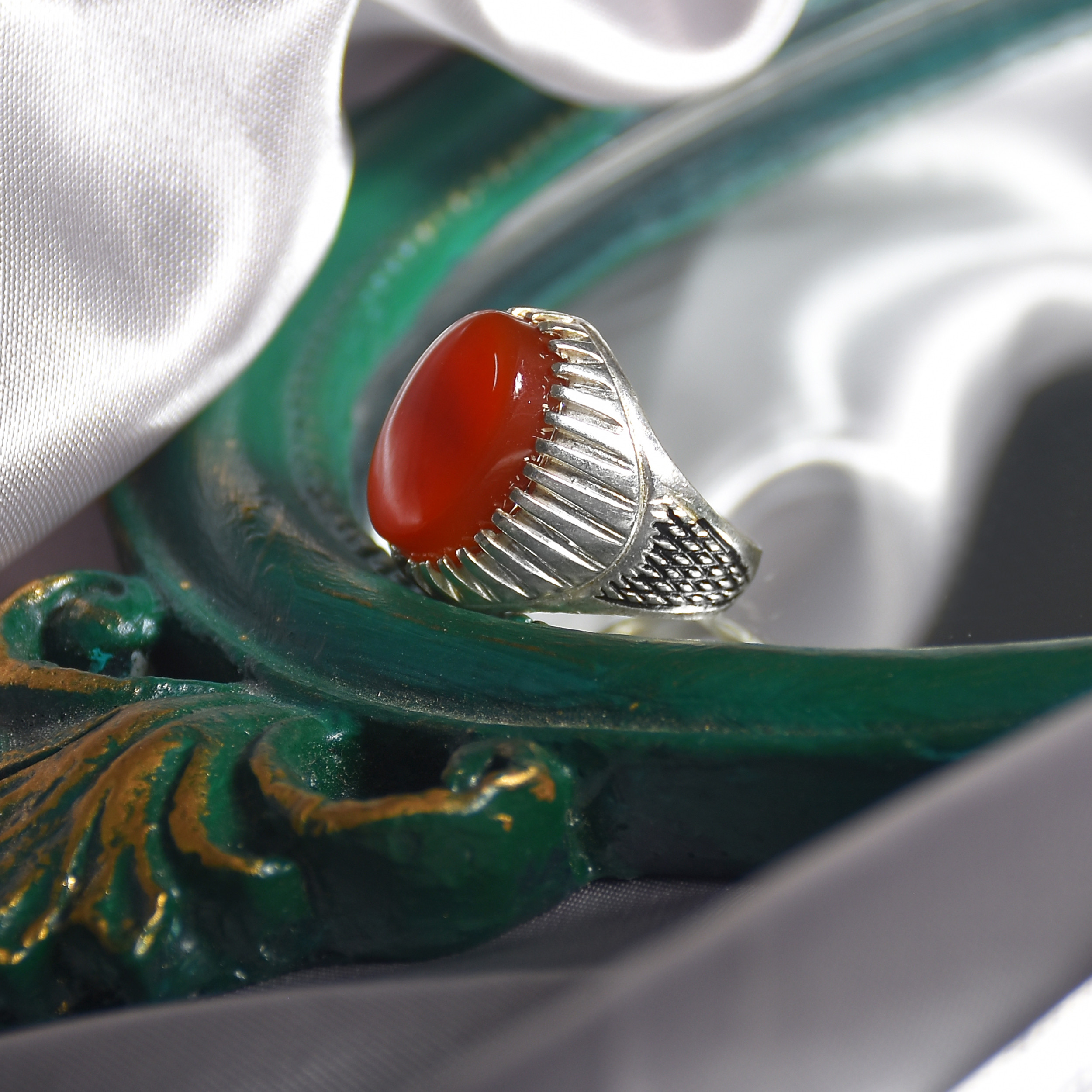 انگشتر نقره مردانه نقره جات لطفی مدل عقیق کد ANMS02E01