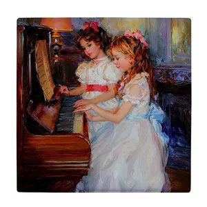 زیر لیوانی  طرح نقاشی دختربچه های پیانو نیست کد    5862923_4378
