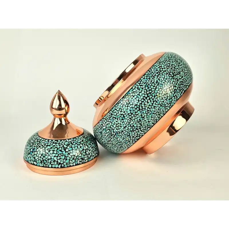 قندان فیروزه کوبی مسی مدل شیرازی کد M25