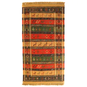 گلیم دستبافت مدل کردی کد 410349