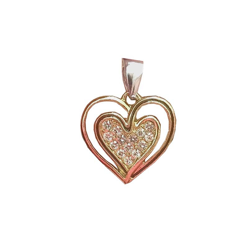 آویز گردنبند زنانه مدل قلب در قلب نگینی آویز گردنبند زنانه مدل قلب در قلب نگینی