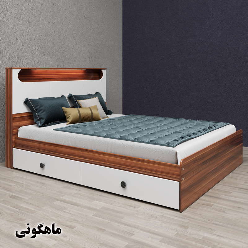 تخت خواب دو نفره وینه چوب مدل آرتا سایز 160x200 سانتی متر